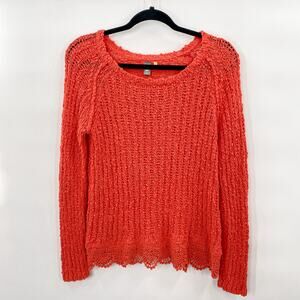 Anthropologie Knitted and Knotted Sweater Coral Pink Chunky Knit Womens Medium